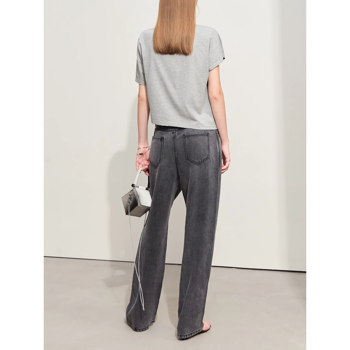 Minimalist High Waist Women’s Baggy Jeans – Vintage Tencel Straight Pants