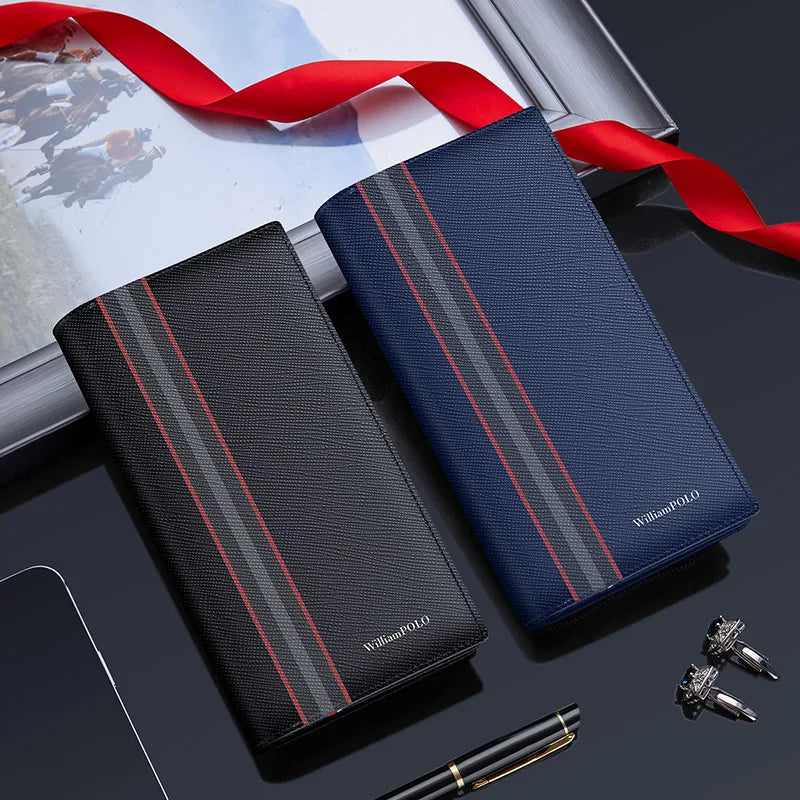 Lange Herrenbrieftasche aus Leder mit Multi-Kartenhalter und Handyfach