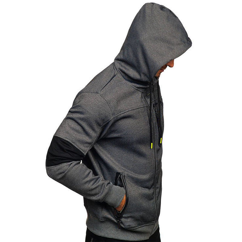 Men's Hooded Stitching Sweater Cardigan Jacket