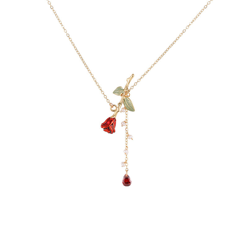 French Vintage Red Necklace Clasp Chain - Dazpy