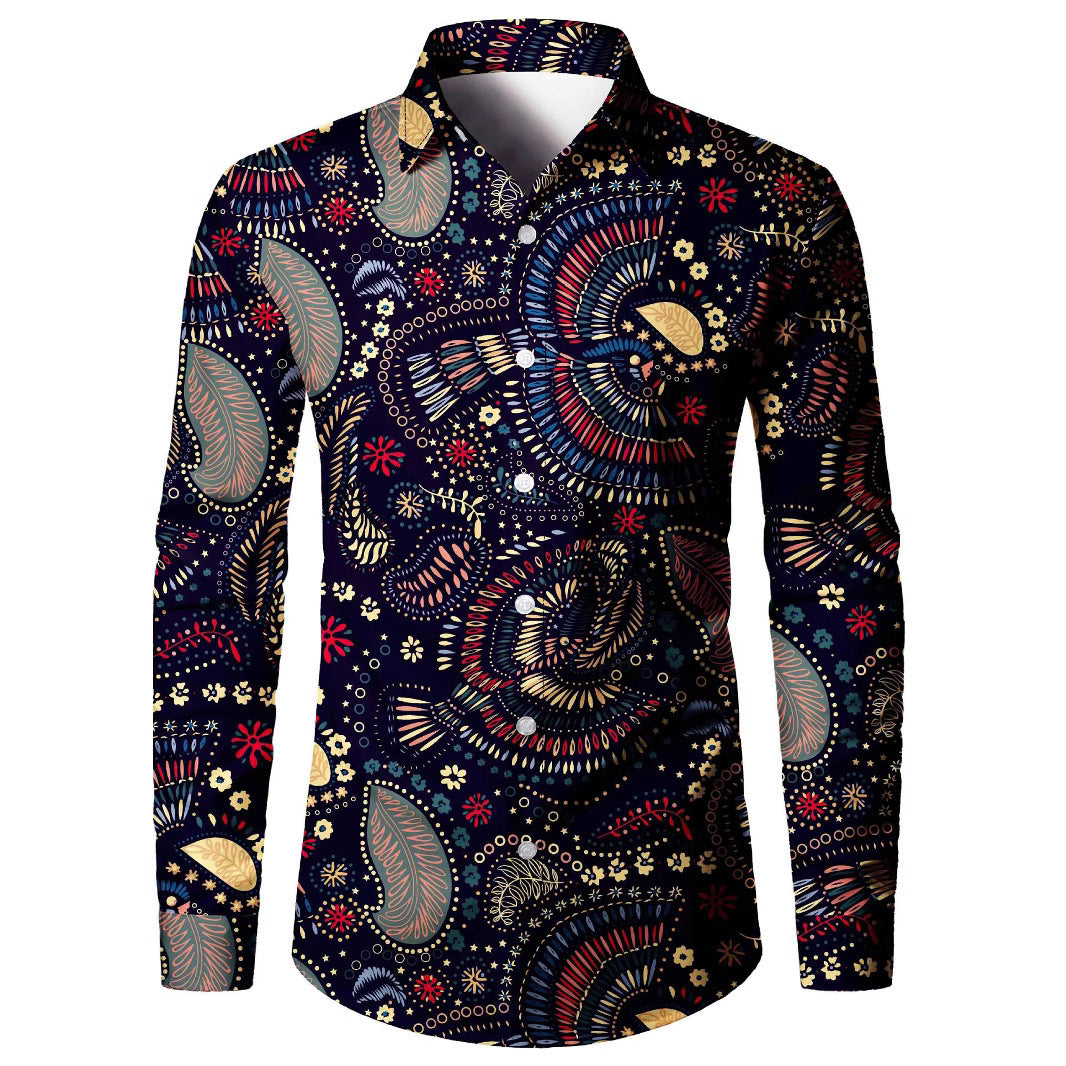 Camisa de hombre con impresión digital 3D estilo americano