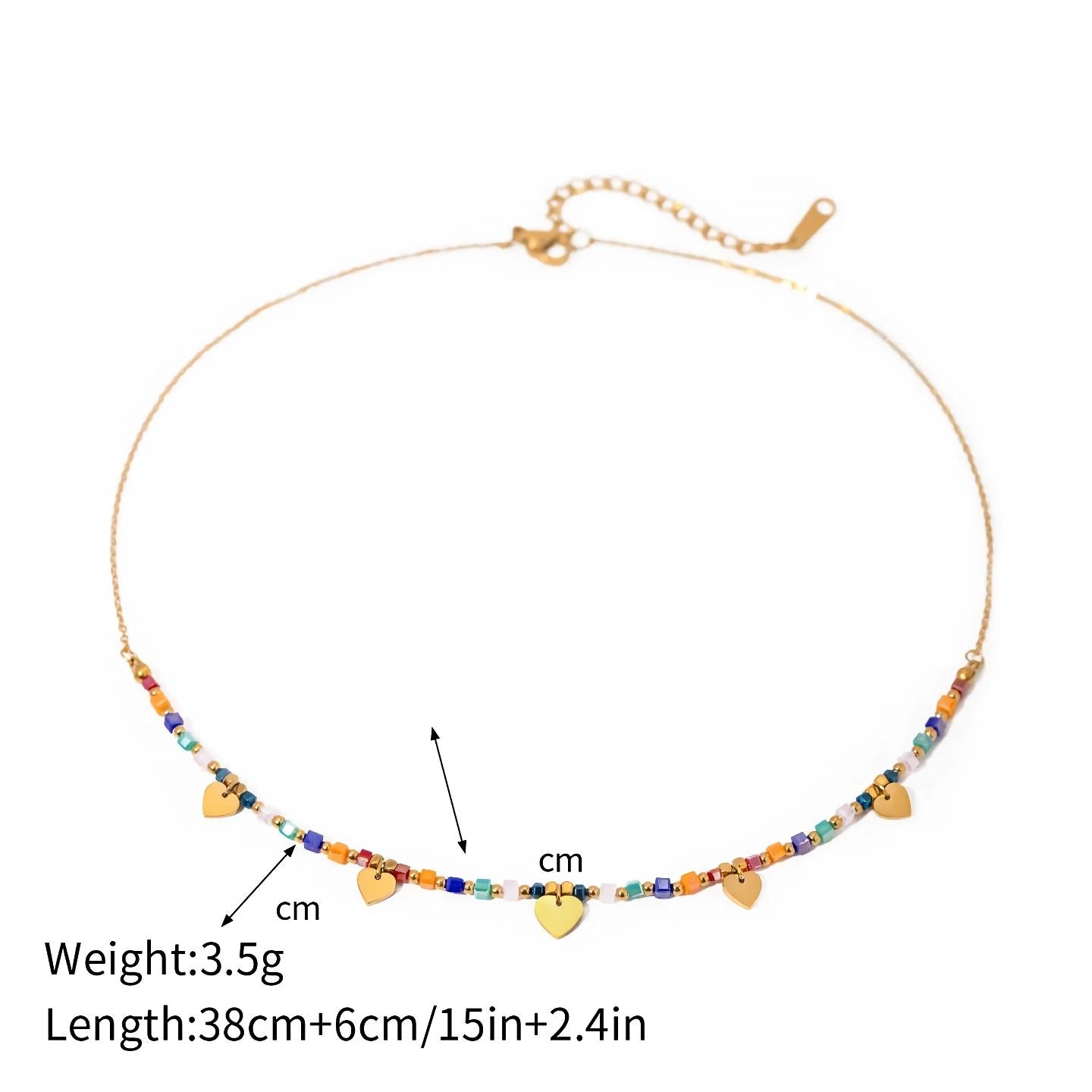 Collar de lentejuelas con forma de corazón de acero inoxidable bañado en oro de 18 quilates