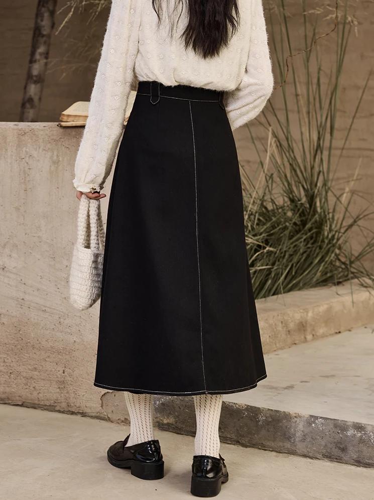 Plissierter Jeansrock in A-Linie mit hoher Taille für Damen