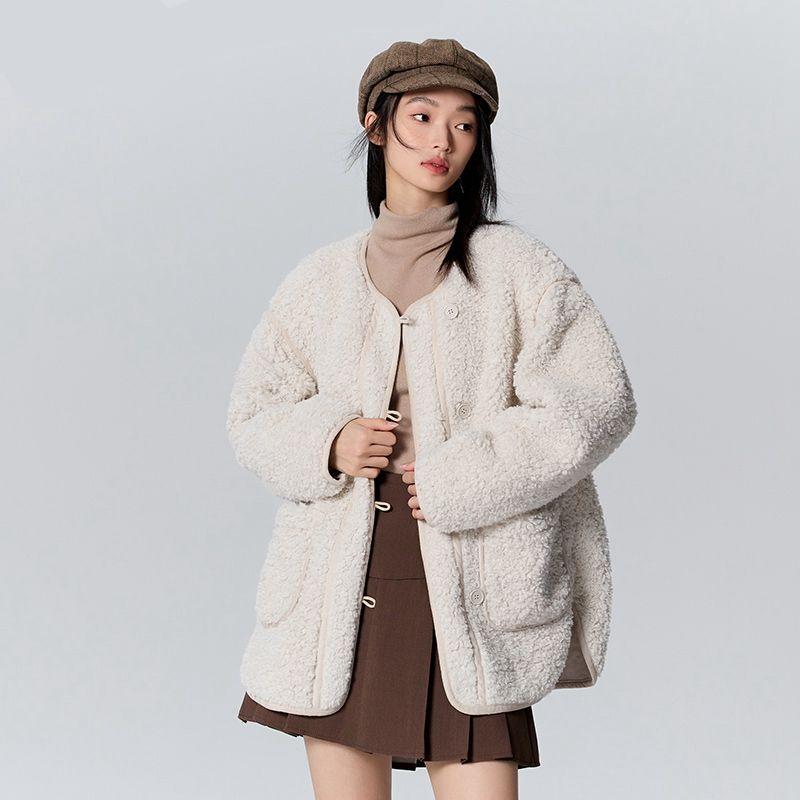 Mittellange Plüschjacke für Damen