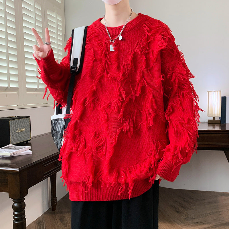 Suéter de manga larga con cuello redondo y estampado de jacquard