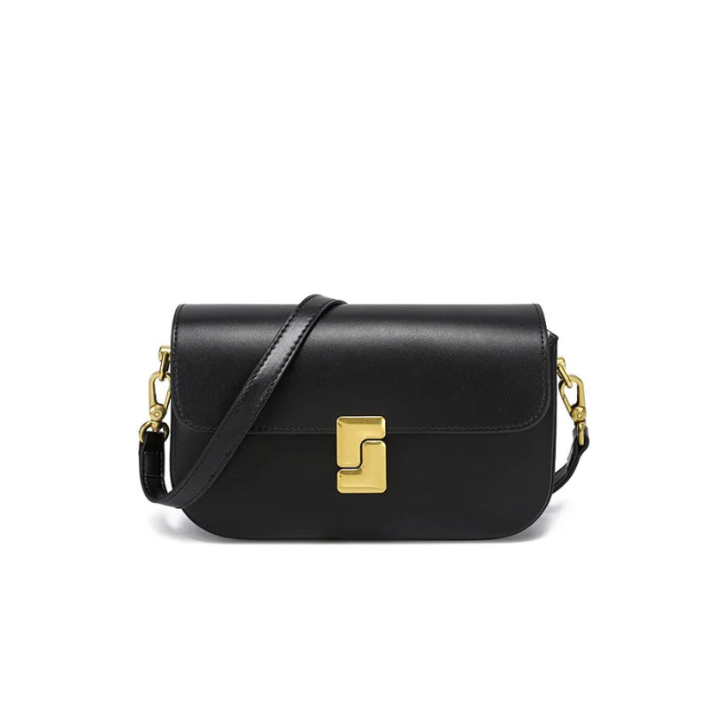 Minimalistische kleine quadratische Umhängetasche aus echtem Leder