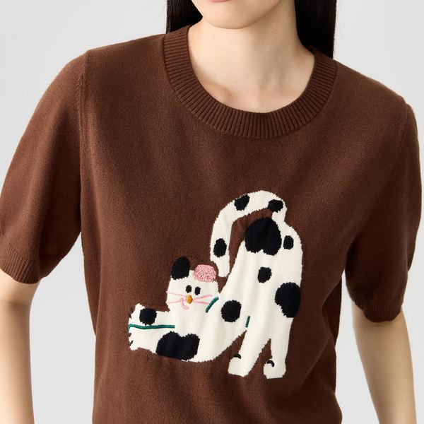 Süßes T-Shirt mit Cartoon-Stickerei für Damen