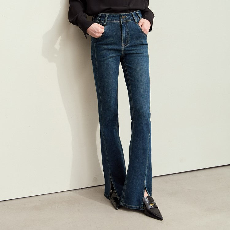 Vaqueros minimalistas retro de corte ajustado para mujer: colección de otoño