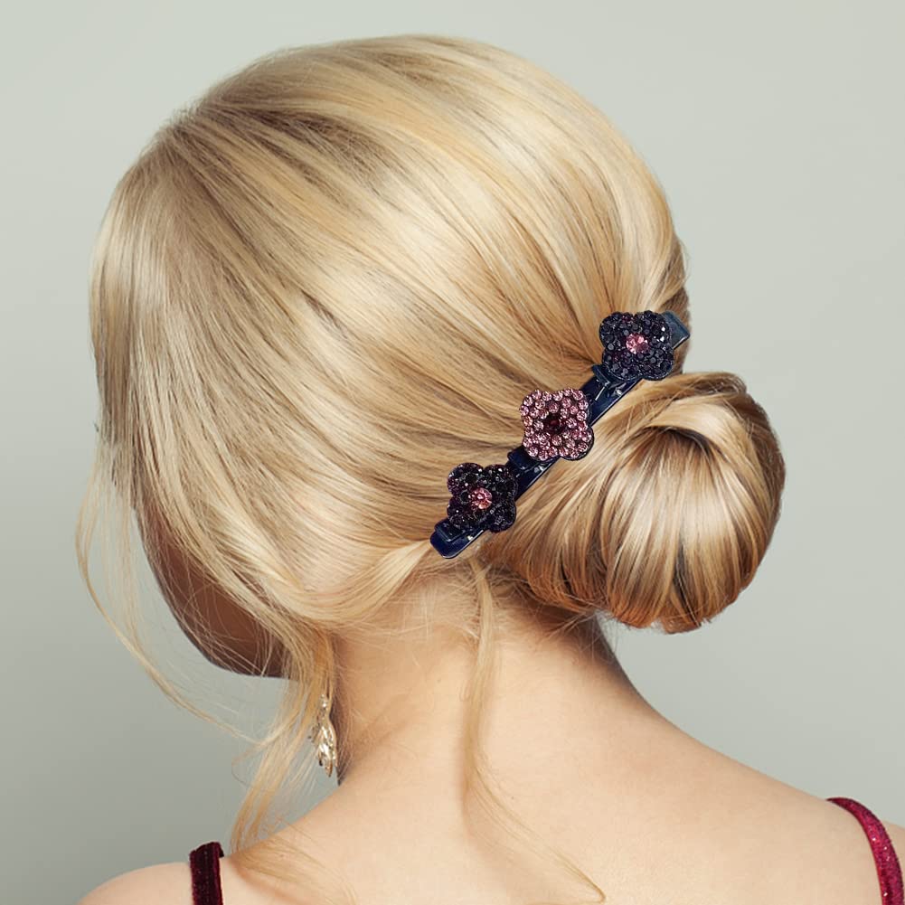Pinzas para el cabello trenzadas con cristales y flores de moda