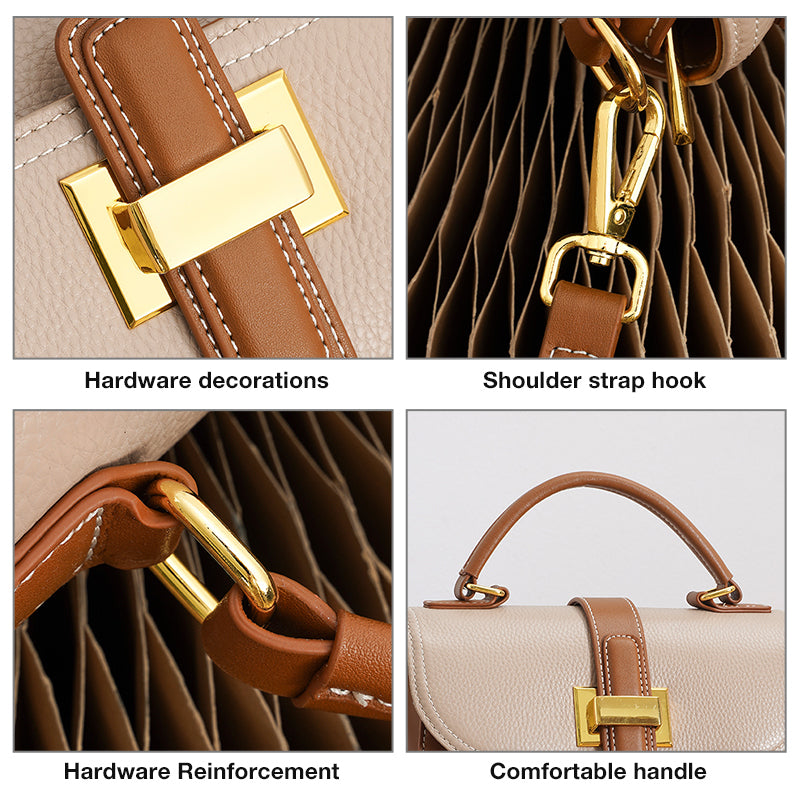 Bolso bandolera con solapa de piel auténtica para mujer