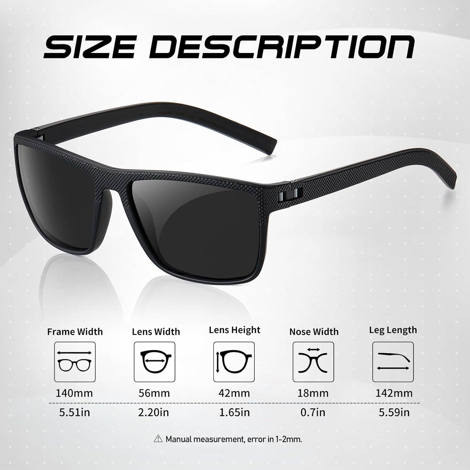 3 gafas de sol polarizadas cuadradas