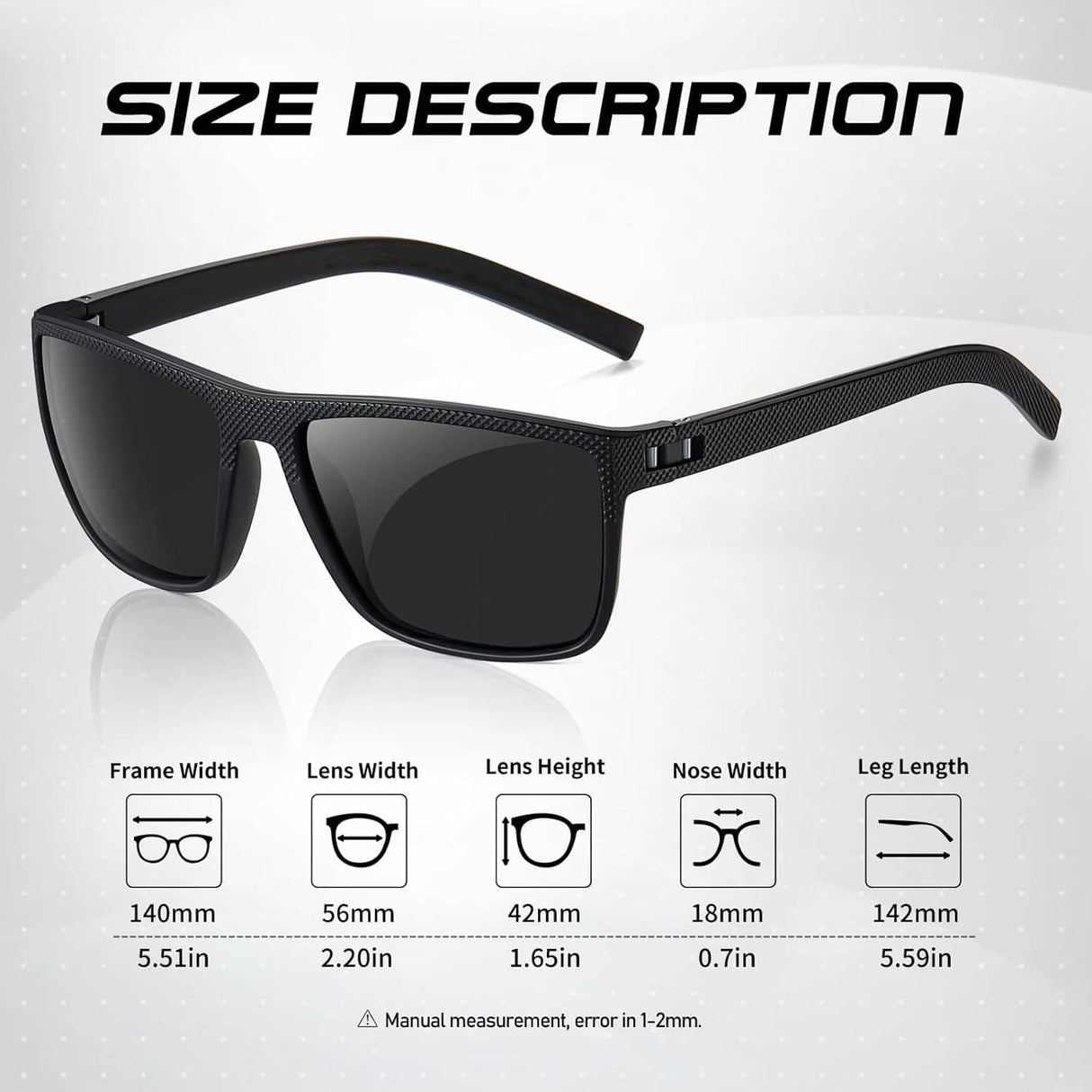 3 gafas de sol polarizadas cuadradas