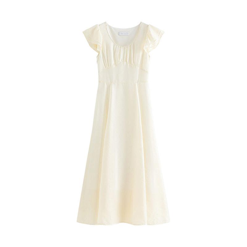 Rotes kariertes, hoch tailliertes, langes Sommerkleid