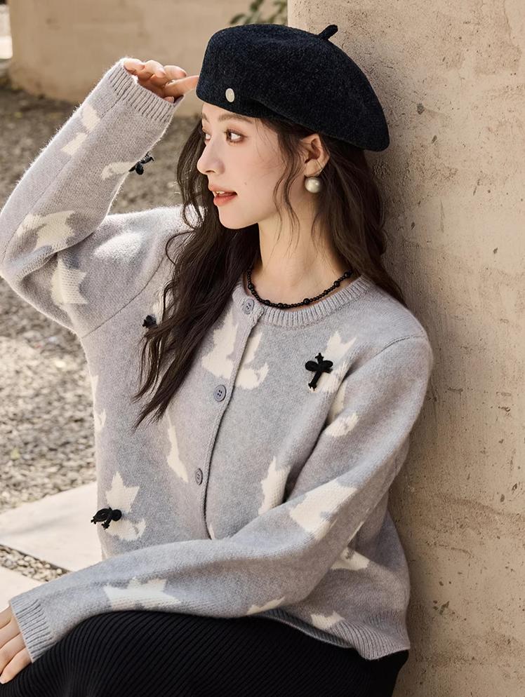 O-Ausschnitt Strickpullover für Damen