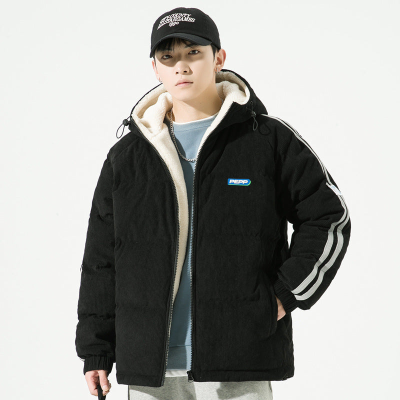 Verdickter, lockerer Baumwollmantel mit Kapuze für Herren