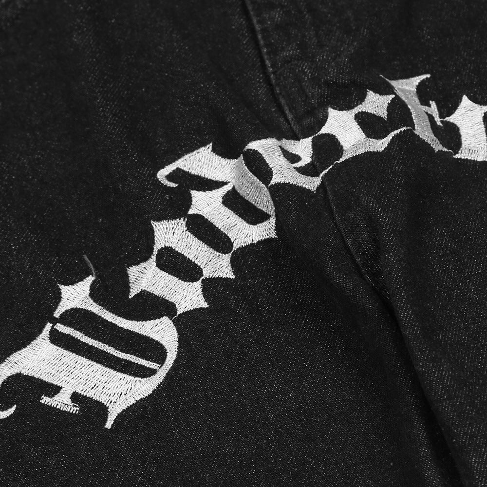 Jeans mit Buchstabenstickereien im europäischen und amerikanischen Stil