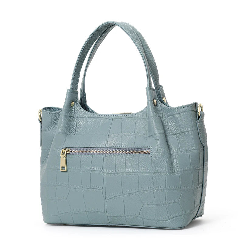 Elegante Handtasche aus Leder mit Krokodilmuster für Damen – Korbtasche mit großem Fassungsvermögen