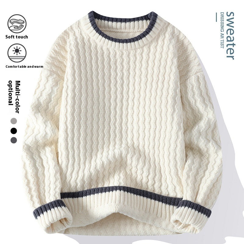 Suéter holgado y cálido con cuello redondo y parte inferior de la camisa