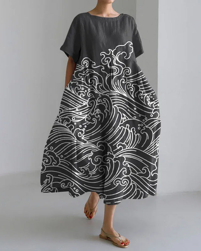 Vestido de mujer de manga corta con escote en V