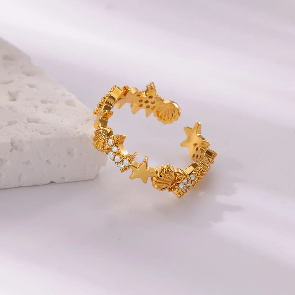 Anillo de tortuga con circonita cúbica