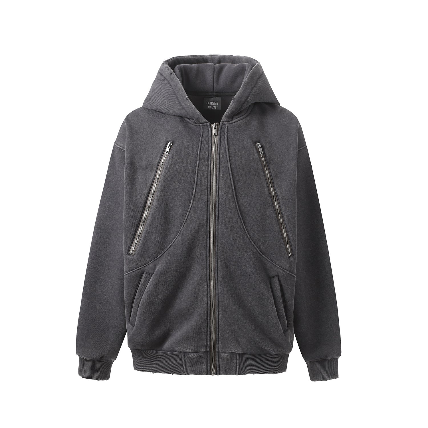 Nueva sudadera con capucha y cremallera lavada con forro polar
