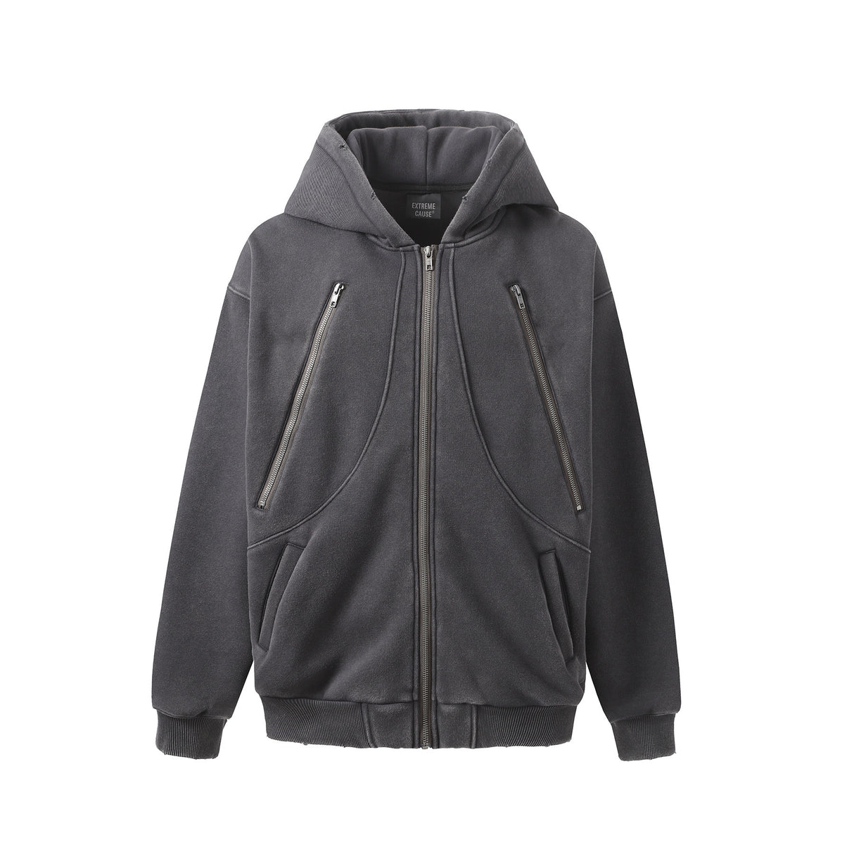 Nueva sudadera con capucha y cremallera lavada con forro polar