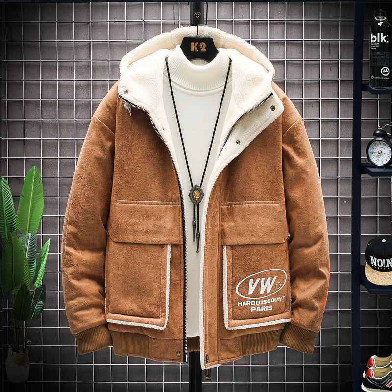 Chaqueta acolchada de felpa Chaqueta juvenil estilo coreano Chaqueta ajustada para hombre