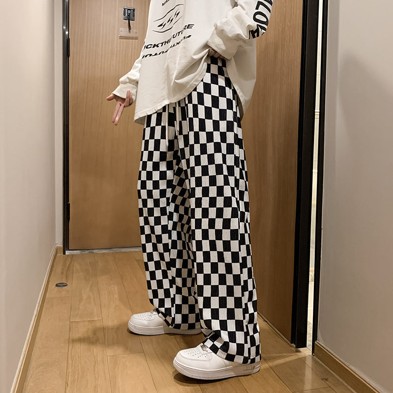 Plaid Casual Hosen Männer Neue Mode Hohe Taille Hängenden