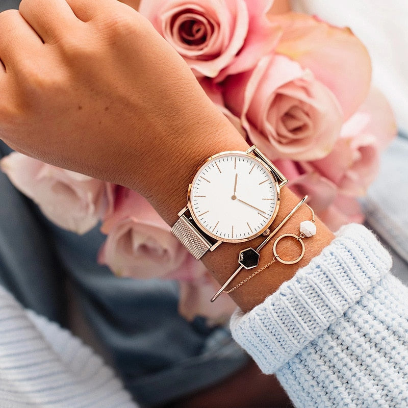 Luxuriöse Damenarmbanduhr in Roségold – elegantes Zeitmesser