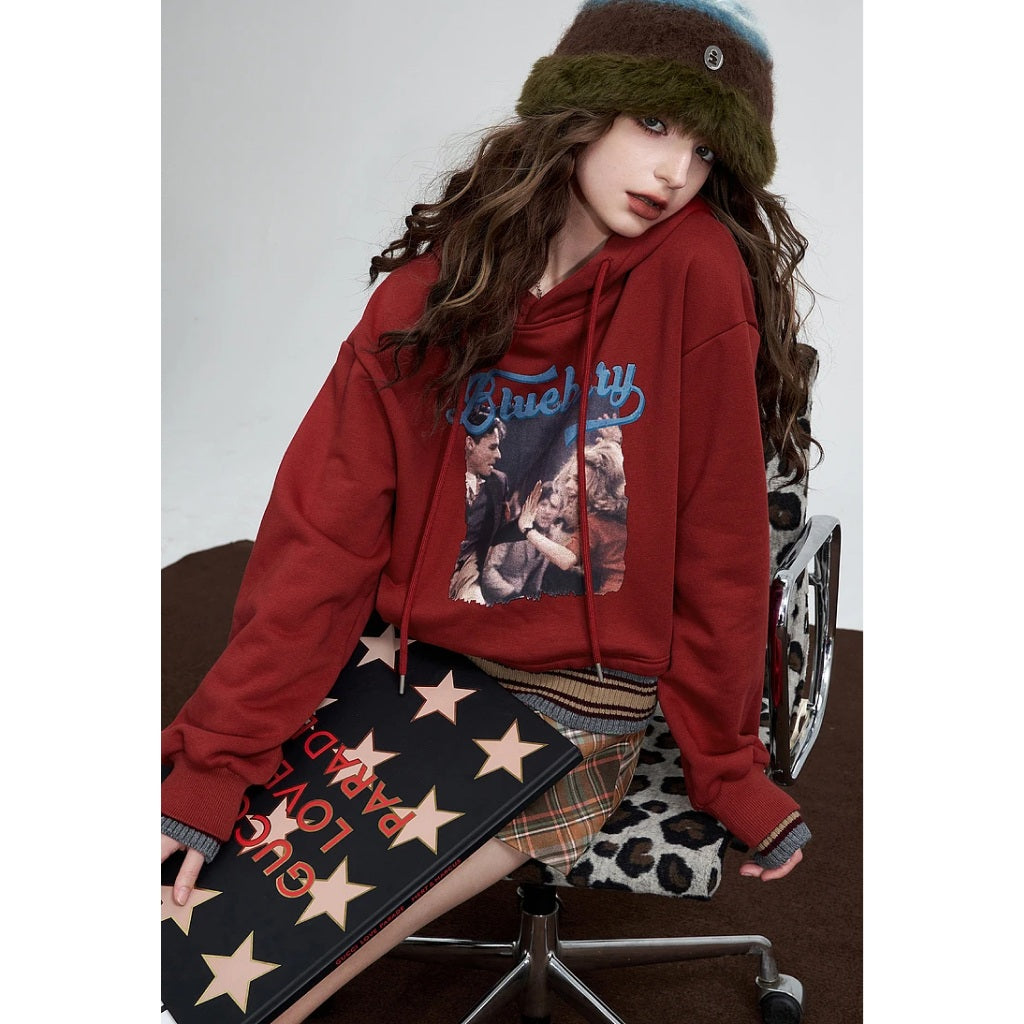 Rote Fleece-Kapuzenpullover für Damen