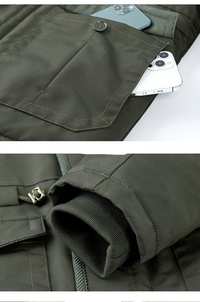Manteljacke aus Baumwolle mit Lammwollfutter