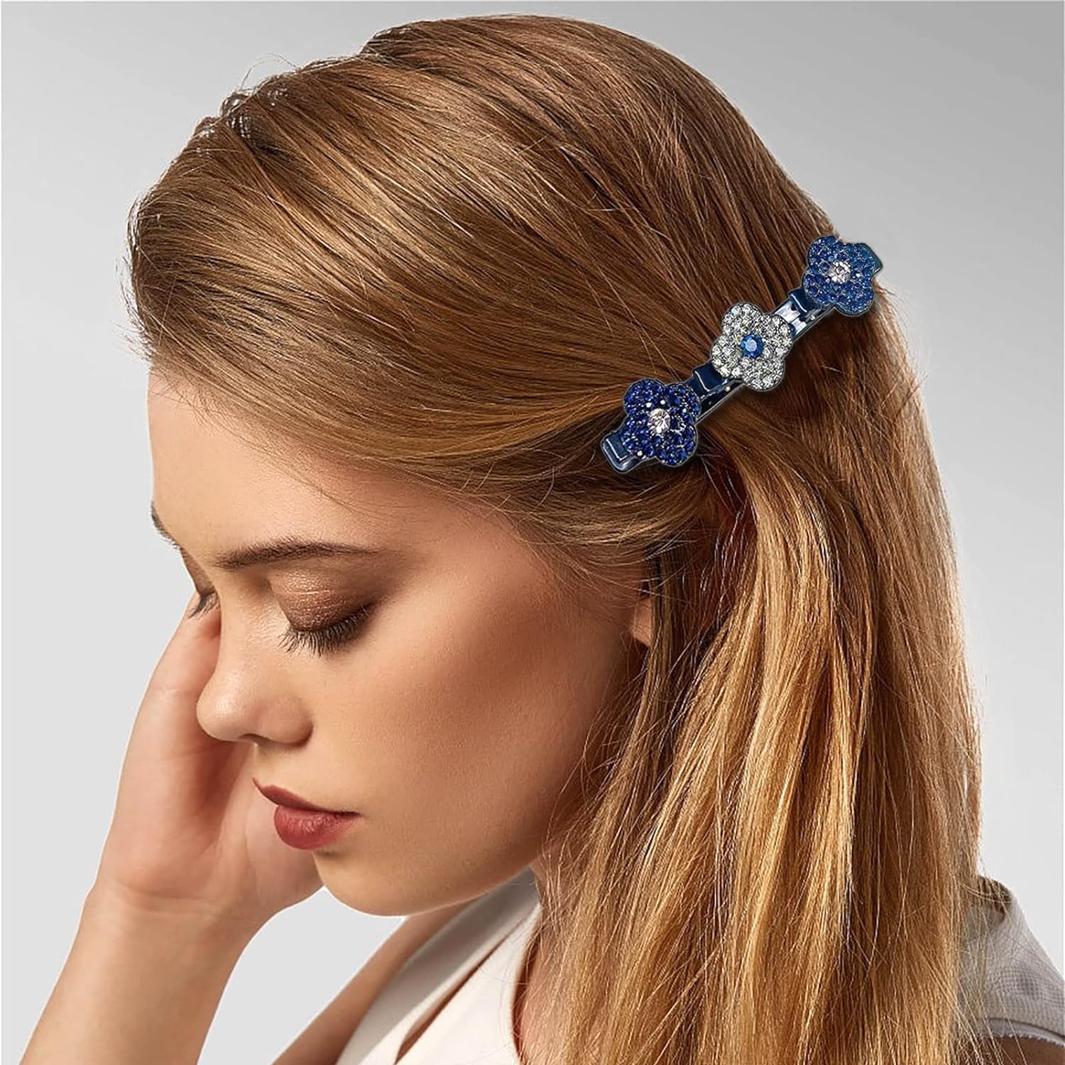 Pinzas para el cabello trenzadas con cristales y flores de moda