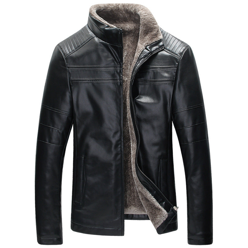 Herren-Jacke aus PU-Leder mit Stehkragen