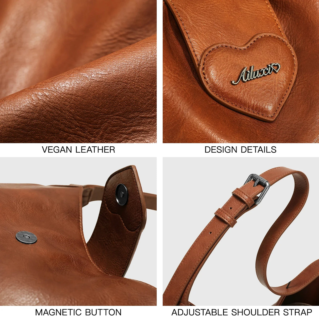 Bolso de mano vintage de piel sintética para mujer