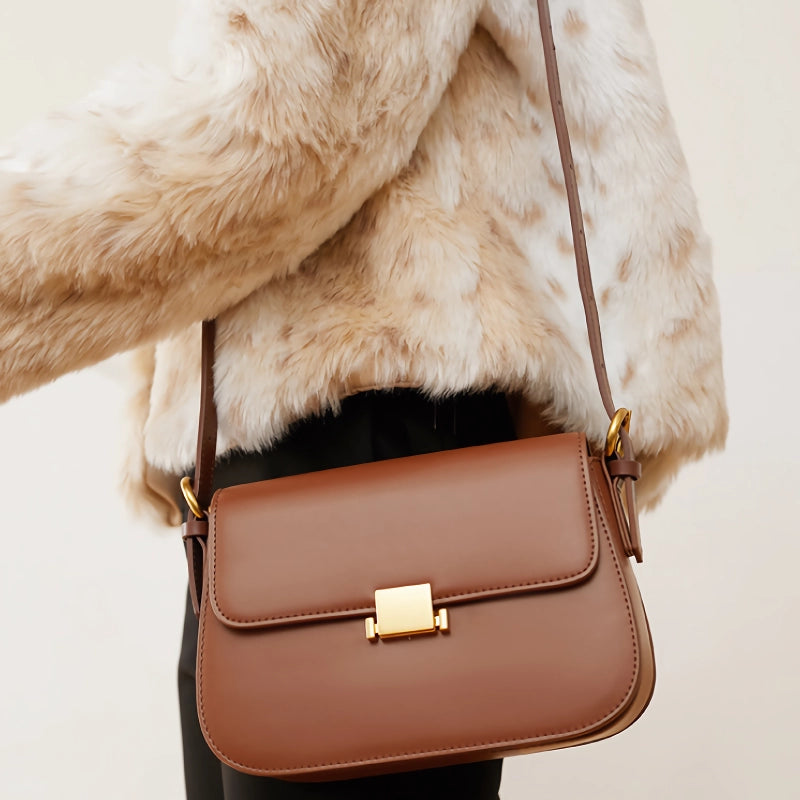 Bolso de hombro minimalista de piel auténtica
