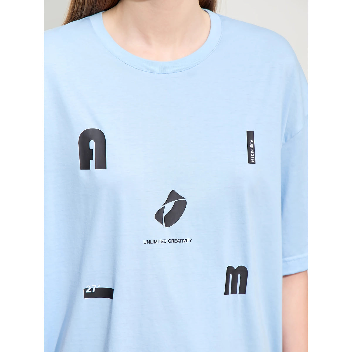 Minimalistisches Kurzarm-Pulloveroberteil mit Buchstaben-Aufdruck für Damen