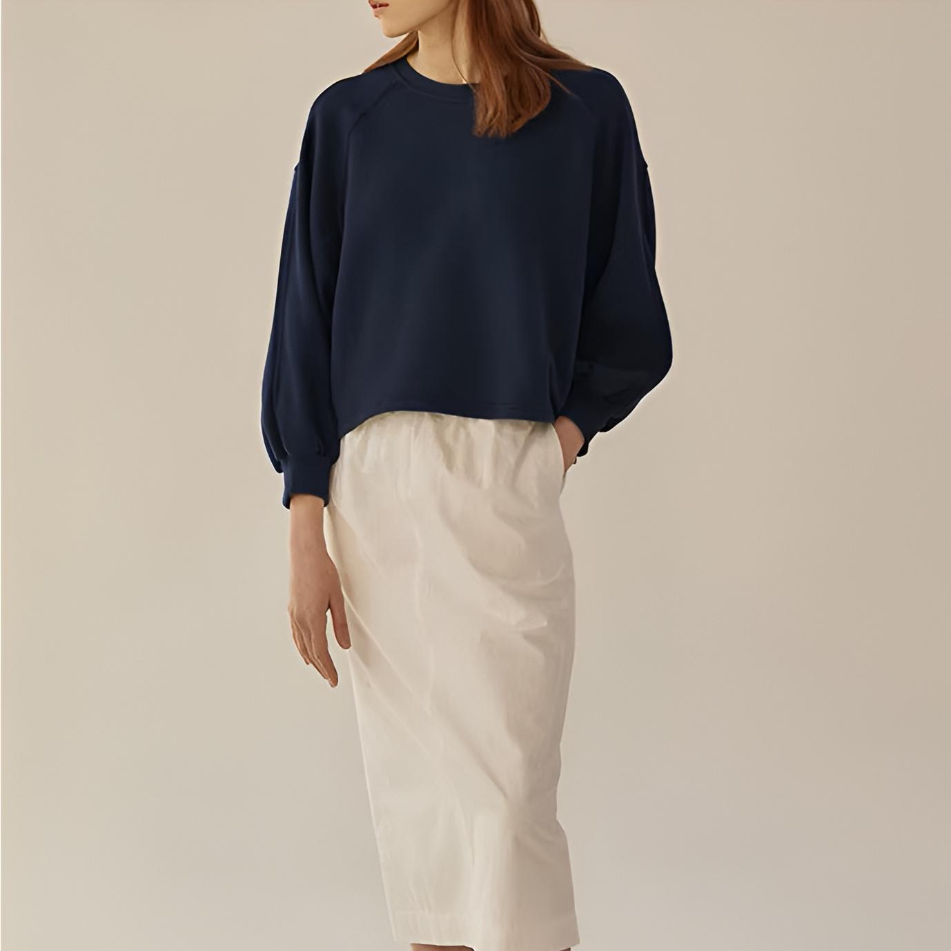 Herbst Winter Damen Lose Laterne Ärmel Casual Baumwolle Pullover