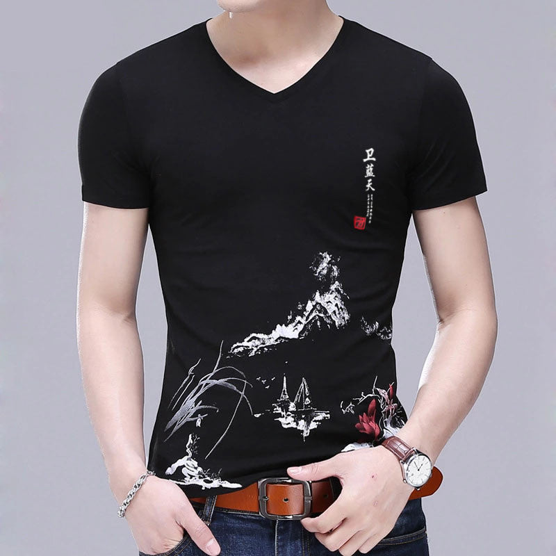 Slim casual short-sleeved cotton men's t-shirt
