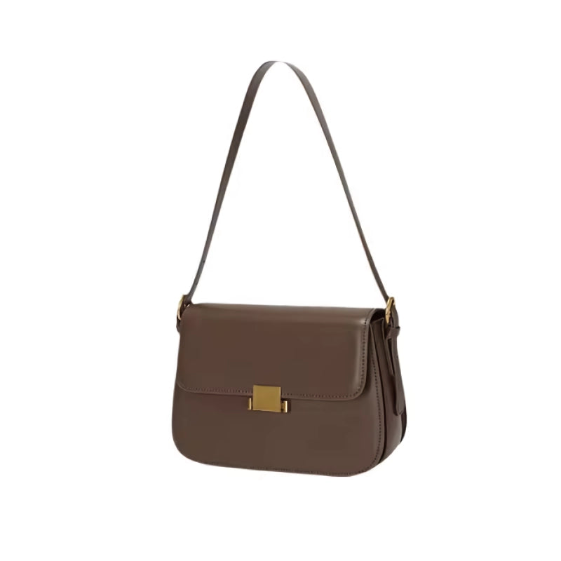 Bolso de hombro minimalista de piel auténtica