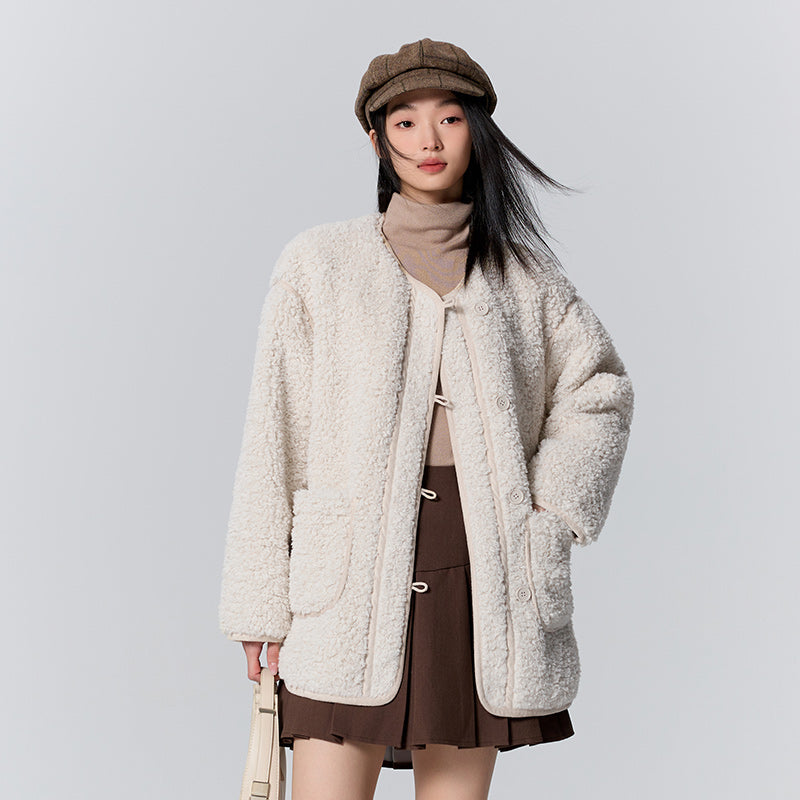Mittellange Plüschjacke für Damen