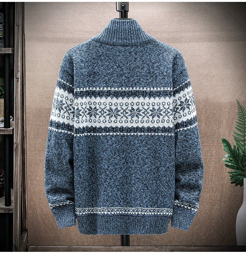 Chaqueta tipo cárdigan con cuello alto y estampado para hombre, para usar en el exterior y mantenerse abrigado y suelto