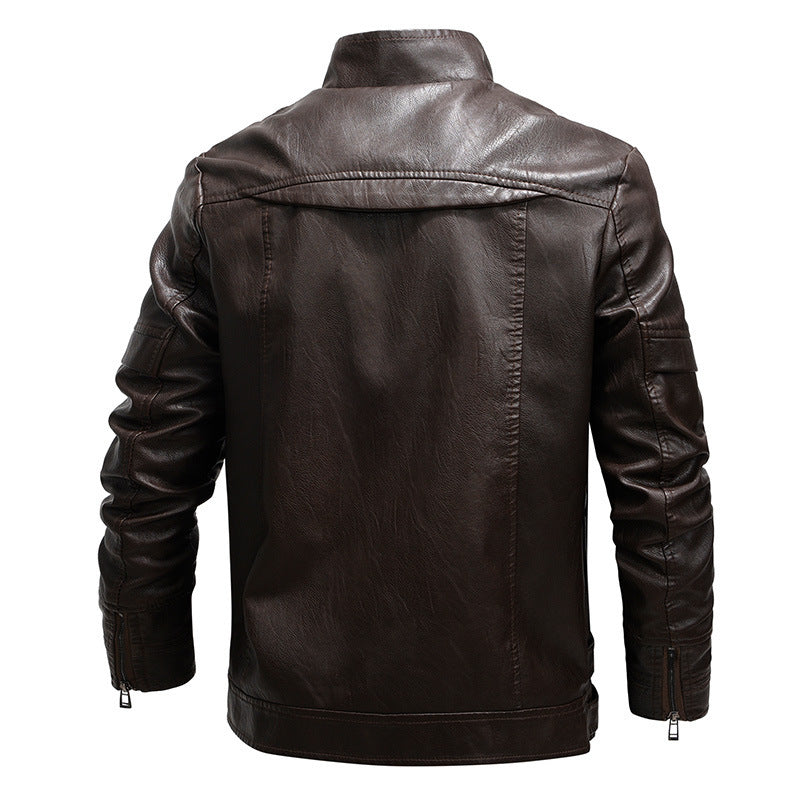 Modischer Herrenmantel aus Leder mit lockerem Revers