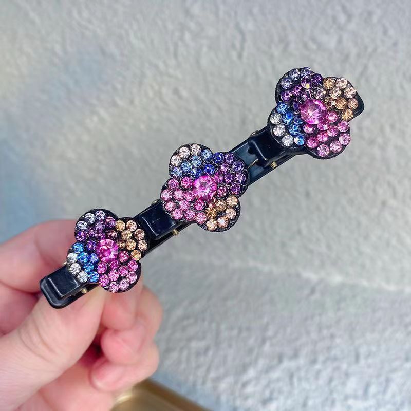 Pinzas para el cabello trenzadas con cristales y flores de moda