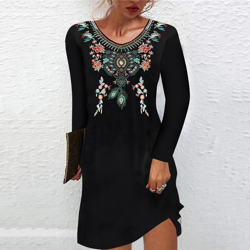 Vestido estampado de otoño e invierno para mujer