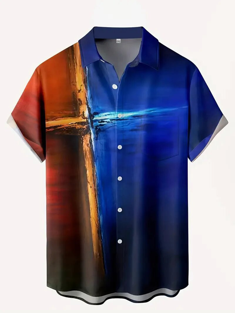 Camisa informal de manga corta de talla grande para hombre