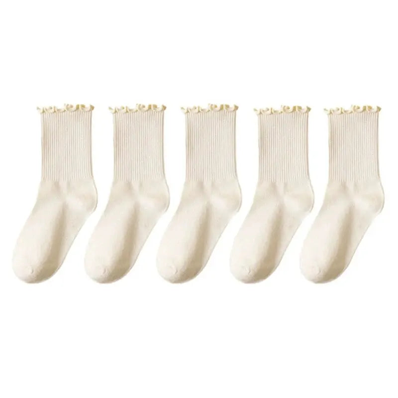 5 pares de calcetines tobilleros con volantes para mujer