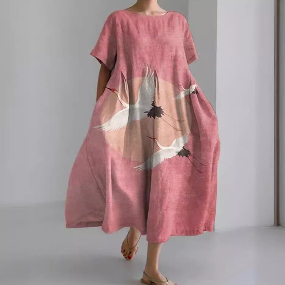 Vestido de mujer de manga corta con escote en V
