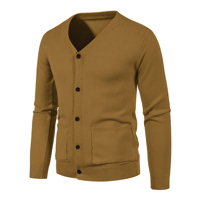 Chaqueta tipo suéter de color liso para hombre, informal, de moda europea y americana