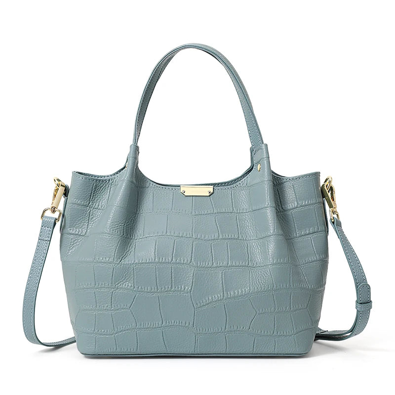 Elegante Handtasche aus Leder mit Krokodilmuster für Damen – Korbtasche mit großem Fassungsvermögen