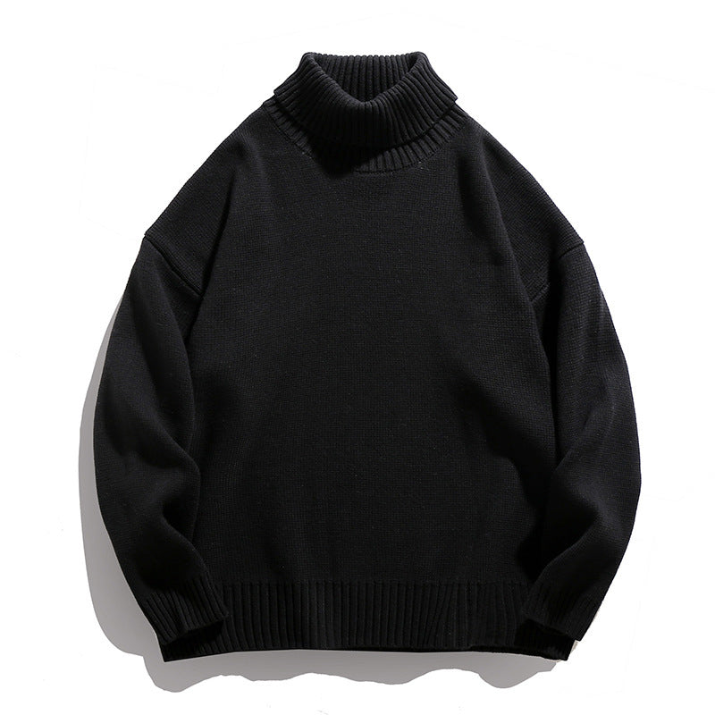 Suéter de cuello alto de color liso para pareja japonesa